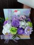 ☘️💜Ново💜☘️Кутия книга със сапунени цветя в лилаво,зелено и бяло, снимка 1 - Подаръци за жени - 42846164