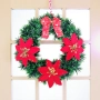 6134 Коледен венец за врата с червени цветя и панделка, 27 см, снимка 3