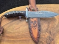 Масивен ловен нож BOWIE DAMASKUS с кания от телешки бланк,LN428, снимка 6