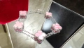 Van Cleef & Arpels VCA 5 Motifs Silver Pink Opal Vintage Alhambra Дамска Гривна, снимка 1