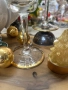 Чаши за трима⚜️ Много красиви на живо Ясен кристален звън,  широки златни кантове и пръстен от точки, снимка 8