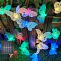 Верига от LED лампички за градината с пеперуди, 12 лампи