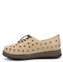 Дамски обувки от естествена кожа в бежово с перфорация и връзки, снимка 3