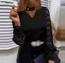 Блуза с красив дателен ръкав, черно, снимка 1 - Блузи с дълъг ръкав и пуловери - 31646989