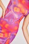 Абстрактна шарка рокля лилава / розова, снимка 1 - Рокли - 44446521