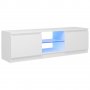 ТВ шкаф с LED осветление, бял, 120x30х35,5 см, снимка 2