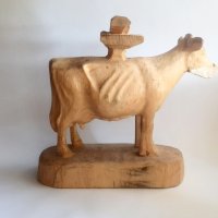 Недовършена голяма дърворезба на фигура крава, снимка 3 - Други ценни предмети - 37453097