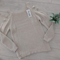 Разпродажба нов бежов пуловер, снимка 1 - Блузи с дълъг ръкав и пуловери - 42898093