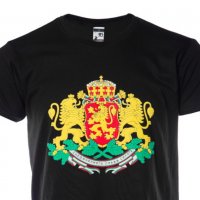 Нова детска черна тениска с релефен трансферен печат Герб на България, снимка 2 - Детски тениски и потници - 30083286