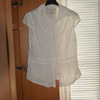 Бяла дамска памучна риза, снимка 1 - Ризи - 40083604