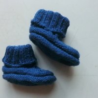 сини бебешки плетени терлички, ходило 9см, снимка 2 - Бебешки чорапи - 39307076
