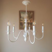 Изчистен модерен бял полилей,класическо осветление хол,всекидневна,трапезария,спалня,лампа шаби шик, снимка 13 - Лампи за таван - 26634661