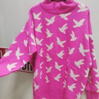 Цикламена туника плетиво 🌸, снимка 3 - Блузи с дълъг ръкав и пуловери - 37712897
