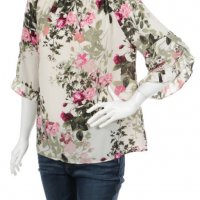 Блуза на цвета с красиви ръкави р-р L, снимка 1 - Блузи с дълъг ръкав и пуловери - 34206675