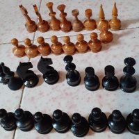 7 см цар. стари фигури за шах 32 бр. дърво, снимка 4 - Шах и табла - 34369387