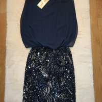 Официална дамска рокля в тъмносин цвят с пайети и камъни LACE & BEADS размер XS цена 80 лв.+ подарък, снимка 1 - Рокли - 42684753