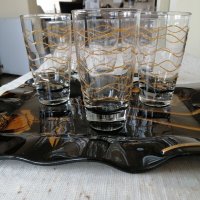 Комплект чаши и поднос от муранско стъкло , снимка 3 - Прибори за хранене, готвене и сервиране - 39240616
