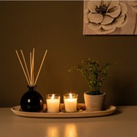 Дървена поставка за чаени свещи и саксия с растение, снимка 2 - Декорация за дома - 31565488
