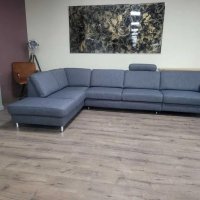 Сив ъглов диван от плат с фунция сън ZE-EM09002, снимка 7 - Дивани и мека мебел - 44216053