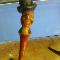 Дървена палка завършваща с глава на старомоден господин, снимка 1 - Други ценни предмети - 38309129