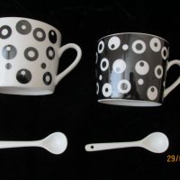 Сет  черно-бели чаши за кафе, снимка 3 - Чаши - 33690110