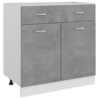 Долен шкаф с чекмеджета, бетонно сив, 80x46x81,5 см, ПДЧ, снимка 9 - Шкафове - 44789721