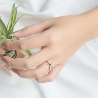 Нежен дамски пръстен с малки опали, посребрен, снимка 5 - Пръстени - 42138473