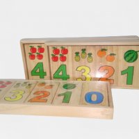 Големи дървени числа с плодове пъзел в кутия за най малките, снимка 1 - Образователни игри - 25012778