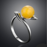 Сребърен пръстен с кехлибар, снимка 3 - Пръстени - 36525974