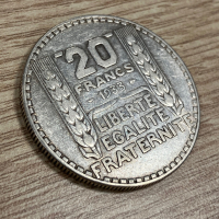 20 франка 1933 г, Франция - сребърна монета, снимка 4 - Нумизматика и бонистика - 44614731