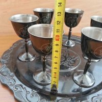  Метални чаши с поднос месинг бронз , снимка 4 - Антикварни и старинни предмети - 29292727