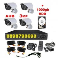 Пълна система видеонаблюдение DVR 4камери кабели + 1000GB HDD, снимка 1 - Комплекти за видеонаблюдение - 29594987