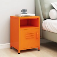 Нощно шкафче, оранжево, 35х35х51 см, стомана, снимка 1 - Шкафове - 40240092