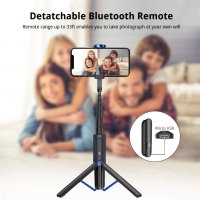 Висококачествен безжичен bluetooth селфи стик - трипод, Bluetooth remote, съвместим с iPhone, Androi, снимка 5 - Чанти, стативи, аксесоари - 33891783