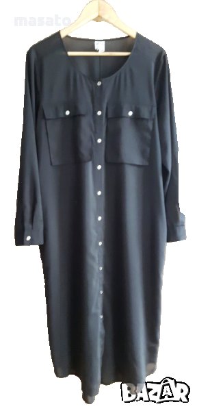 MONKI - черна дълга шифонена  рокля/риза, снимка 1