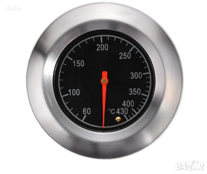  Термометър  голям  с  шиш за  барбекю  до430 градуса    Ф 76 мм  и  шиш 39 мм, снимка 1