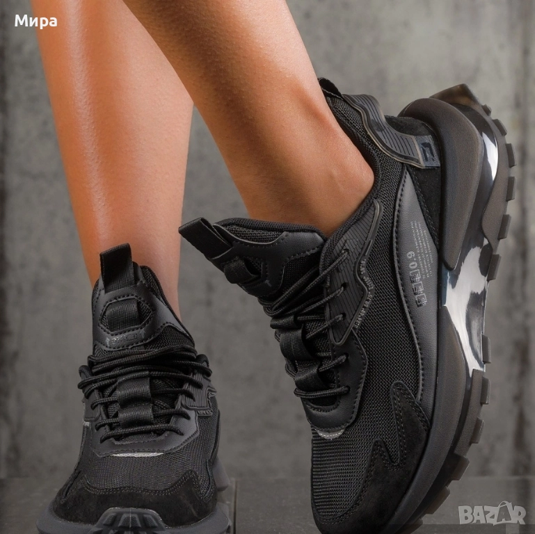 Дамски черни обувки, маратонки,кецове Exclusive jeans, снимка 1