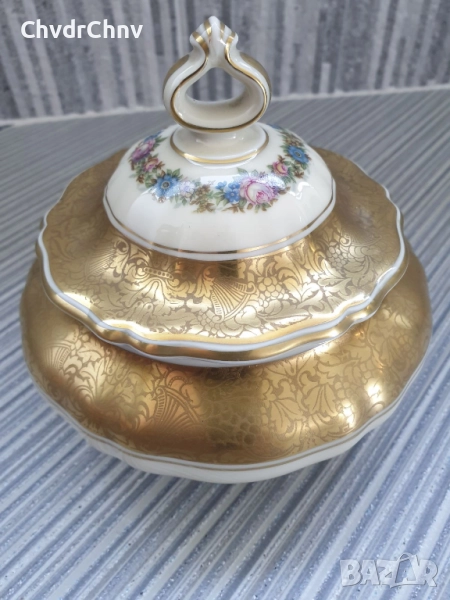 Rosenthal Bahnhof Selb бижутерка 14см/Розентал Чипъндейл стара немска порцеланова кутия с капак, снимка 1