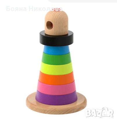 Дървена играчка - пирамида от пръстени, MULA, Икеа., снимка 1