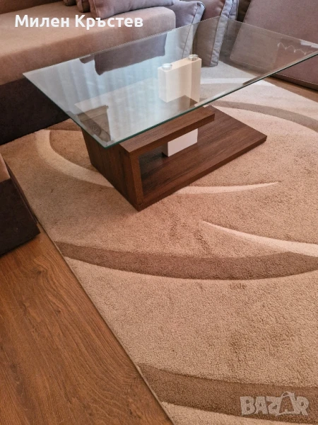 Холна масичка от стъкло и дърво., снимка 1