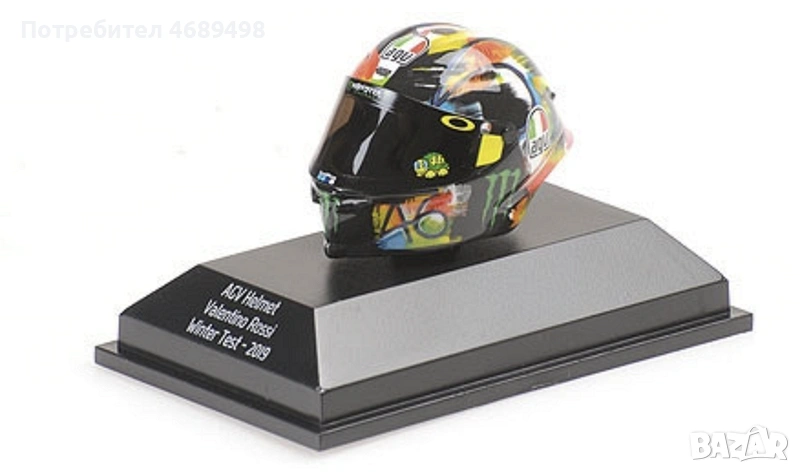Valentino Rossi Winter Test 2019 шлем реплика 1:8 – колекционерски MotoGP модел, снимка 1