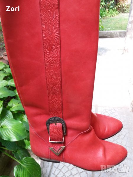 Ботуши от естествена кожа в цвят диня - 36 номер , снимка 1