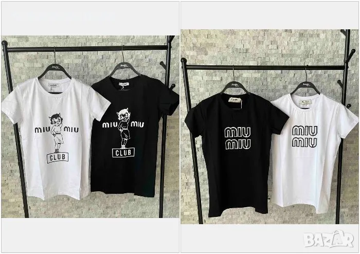 Miu Miu Дамска Тениска👚Дамска Блуза С Къс Ръкав Миу Миу - Бяла Или Черна Код D2552, снимка 1