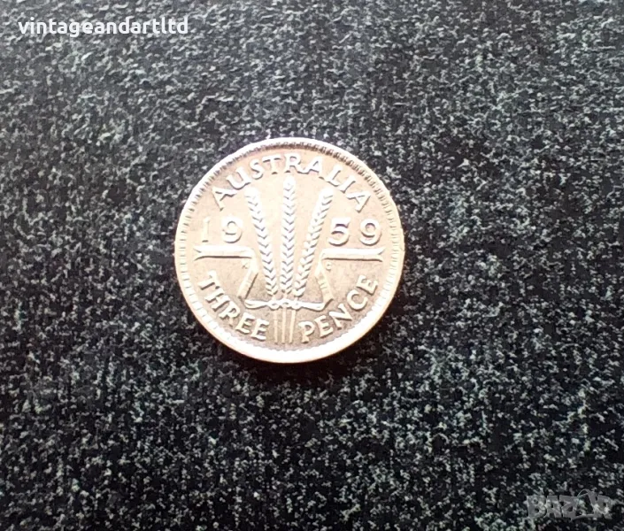 3 пенса 1959, Австралия, срeбро, сребърна монета, снимка 1