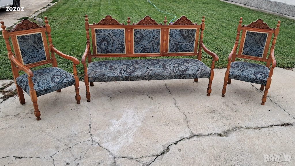 Канапе и две кресла орех, снимка 1