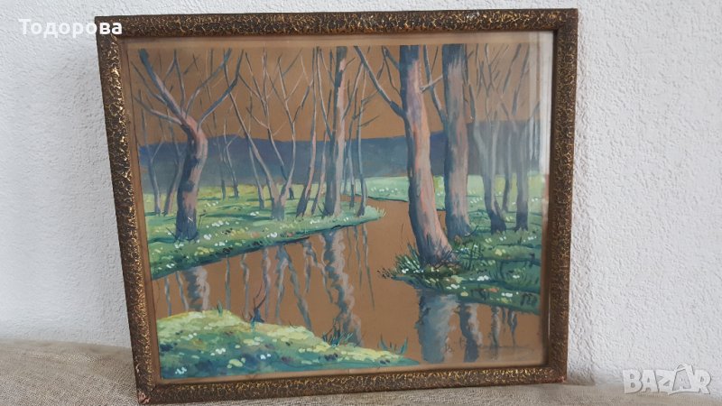 Стар авторски акварел, снимка 1
