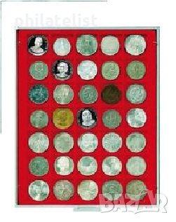 Lindner MB кутия в червен цвят PVC за 35 монети в капсули, снимка 1