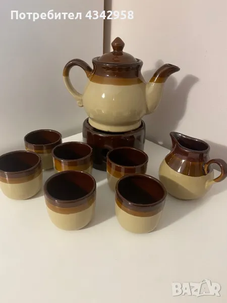 Vintage Glazed Ceramic Teapot, снимка 1