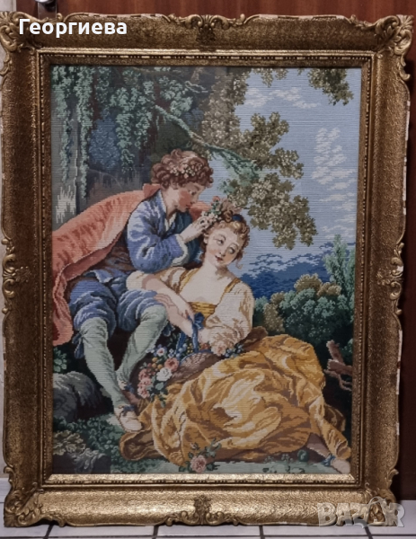 Гоблен "Двойка през пролетта" Вилер оригинал, снимка 1