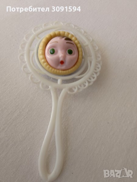 Ретро стара бебешка играчка Бакелитова дрънкалка от твърда пластмаса не използвана., снимка 1